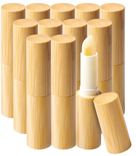 12 Stück Lippenstifthülsen Leer Aus Bambusschale, Nachfüllbar Leer Rohre Lippenbalsam Hülsen, DIY Lippen Balm Tubes Container: Lipgloss Selber Machen, Hausgemachte Lippenbalsams