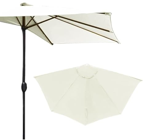 HULKAY Outdoor Half Umbrella Replacement Canopy 9ft 5 Ribs Patio Umbrella Replacement Canopy Small Half Umbrella Canopy For Backyard Pool Parasol(Khaki)