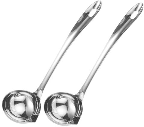 GLEAVI 2piezas Separador De Grasa De Acero Inoxidable Con Vertedor Cuchara Para Cocinar Desnatador Para Sopa Salsa y Aceite Para Uso El Hogar
