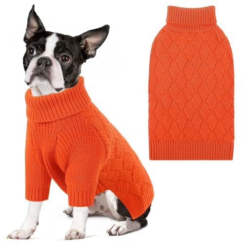 AOFITEE Hundepullover Mittelgroße Hunde, Winter Hundepulli mit Rollkragen | Warmer Hunde Pullover mit Beinen Weich Strickpullover für Hunde Mittel, Weihnachten Hundepulli für Französische Bulldogge Mop