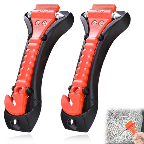 DWFEYOI 2 Pezzi Martello di Emergenza per Auto con Taglia Cinture,Martello di Sicurezza per Rompere Finestra e Tagliare Le Cinture di Sicurezza,Martelletto Rompivetro Auto con Punte Indurite
