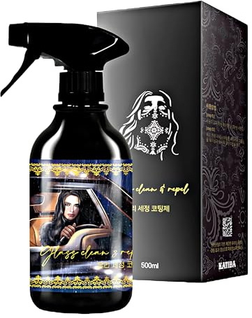 KATIBA Glass Clean & Repel – Professional Glass Cleaner and Protective Coating for All Vehicles – Safe, Hydrophobic Water Repellent Finish for Windshields, Windows & Mirrors – 500ml Spray Bottle