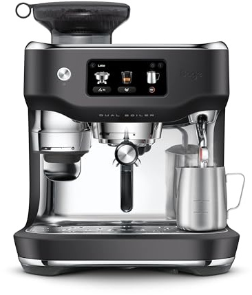 Sage The Oracle Dual Boiler, Kaffeemaschine, Schwarzer Trüffel | Kaffeemaschine mit Manuellem und Automatischem Milchaufschäumer, 45 Mahlgradeinstellungen, 16 Voreinstellungen inkl. Espresso