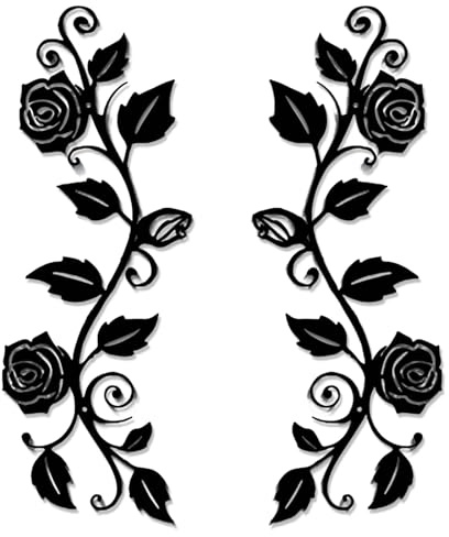 Leseogye 2PCS Rose Leaf Metal Wall Art for Garden, Black Wall Decor, Garden Wall Art Outdoor, Ornament for Livingroom and Bedroom