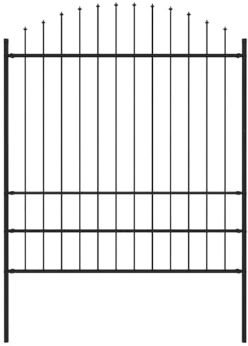 Beetzaun Gitterzaun, Gartenzaun mit Speerspitze Stahl 181 x 200 cm Schwarz für Garten, Terrasse, Balkon