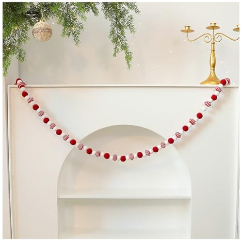 Weihnachts-Wimpelkette aus Filz mit roter Schleife, 180 cm, festliche Feiertagsparty- und Heimdekoration, leicht und einfach aufzuhängen