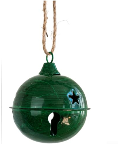 Eiserne Glocke Ornament 8 cm für Weihnachten zum Aufhängen an Bäumen und Feiertags-Display mit klassischer Form und fröhlichem Schellen (grün)