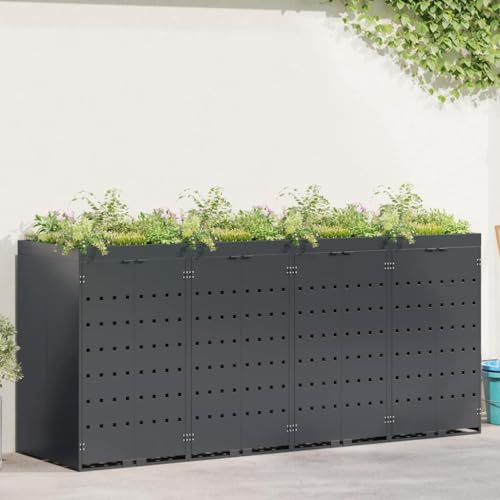 Générique Rangement de Poubelle à roulettes pour 4 poubelles Anthracite,Maison & Jardin,Produits ménagers,Accessoires pour conteneurs à déchets,Cache-conteneurs à déchets,Anthracite,94.2 KG,3394745