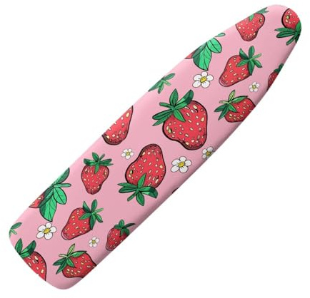 Ironing Board Covers 110 x 35cm Pink Strawberry Iron Board Covers and Pad Thick Resist Scorching and Staining Thick Easy Fit Iron Cover Adjustable Elastic Rope Ironing Boards Cover 110x35cm