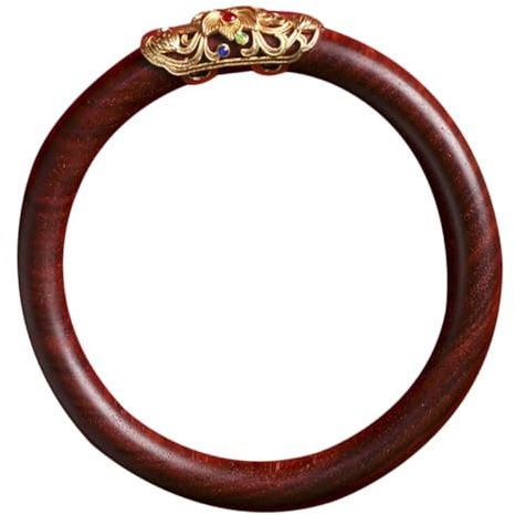 SHOWERORO Pulsera de Madera Maciza Redonda Estilo Étnico Vintage para Mujer, Cómoda de Llevar Superficie Lisa, Adecuado para Citas y Día de San Valentín