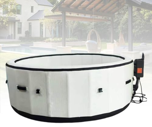 Bañera de Hidromasaje Inflable Portátil para 2-6 Personas, SPA para Jardín con 150 Jets de Masaje a Burbujas, Relax en Familia con Inflado con Un Solo y Tapete Independiente(206 * 71 cm)