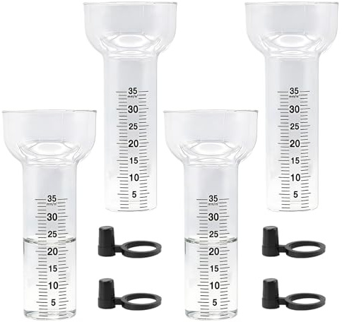 4 stycken regnknivar, reservglas med hållare, mundiameter 8 cm, regnmätare, reservglas, trattformad regnkniv, regnmätare, glas, praktisk regnmätare 35 mm för trädgård och utomhusbruk