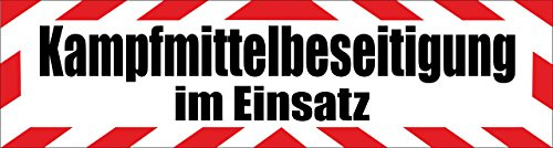 INDIGOS UG - Magnetschild Auto Kampfmittelbeseitigungim Einsatz mit Rahmen rot - schwarz 45 cm reflektierend - Magnetfolie LKW Truck Transporter Baustellenfahrzeug Firmenwagen - flexibel