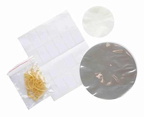 Tongmaster Jam Jar Cover Kit (2 Packs) - 24 heat sealing covers, waxed discs, rubber bands and blank labels for finishing 910g/2lb jam and preserve jars.