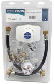 Favex - Kit raccordement gaz - Kit Butane bi-bouteille - Lyre 35cm (5 ans) + vanne - 2.6kg/h - 28mbar