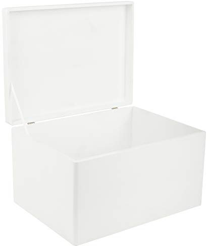 Creative Deco XXL Weiße Große Holzkiste mit Deckel | 40x30x24 cm (+/-1cm) | Weihnachten Holztruhe Erinnerungsbox Baby Holzbox mit Deckel Kasten | Für Spielzeuge, Werkzeuge | ROH, UNGESCHLIFFEN