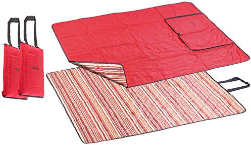 PEARL Reisedecke: 2er-Set 3in1-Multi-Picknickdecken mit Sitzkissen & Zudecke, 150x130 cm (Strand Badetücher, Picknickmatte)