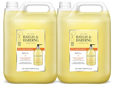 Baylis & Harding Sweet Mandarin & Grapefruit Handwäsche 5 Liter Nachfüllpack (2 Stück, insgesamt 10 Liter) - Vegan Friendly