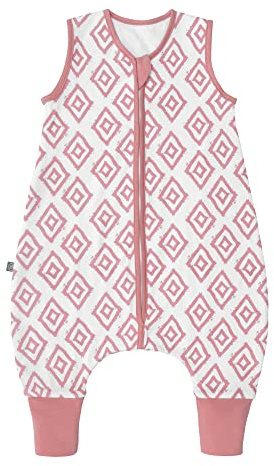 emma & noah Baby Schlafsack mit Füßen 2.5 TOG, Strampelsack für den Herbst und Winter, Bio-Baumwolle, OEKO-TEX Zertifiziert, Kuscheliger Schlafsack für Neugeborere (Rauten Rosa, 70 cm)
