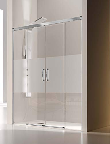Mampara de Ducha Frontal- 2 Hojas Fijas y 2 Puertas Correderas- Cristal de Seguridad de 6 y 8 mm - Modelo Glase 4 B (176-180 cm)