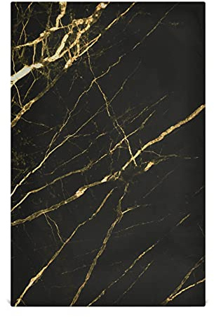 Dallonan Kitchen Towels Set of 4 Marble Black And Gold Texture Style Polyester Soft Absorbent Dishcloths Decorative Towels for Kitchen Hand Towels, Dish Towel, Tea Towels, 28x18 Inch