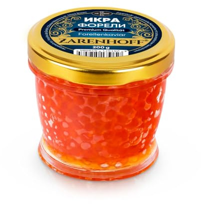 Forellen Kaviar 200 g im Glas | Premium Forellenkaviar, roter Kaviar, икра caviar, feiner Geschmack, hochwertiger Fischrogen | ideal für Gourmets & besondere Anlässe