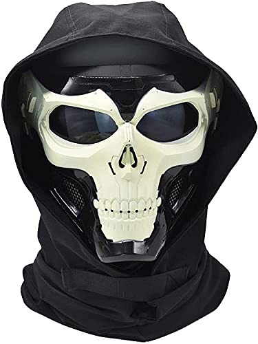 Airsoft Maske Totenkopf Schädel Vollgesichtsmaske Sturmhaube Kopfbedeckung, Dual Mode Tragedesign Einstellbare Cosplay Kostüm Filmaufnahmen