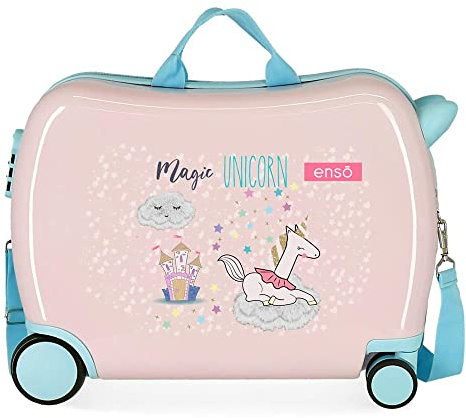 Enso Magic Unicorn Kinderkoffer, Rosa, 50 x 38 x 20 cm, starr, ABS-Kombinationsverschluss, 34 l, 1,8 kg, 4 Räder, Handgepäck