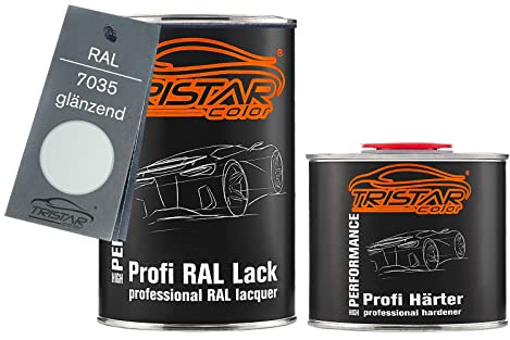 TRISTARcolor RAL 7035 Lichtgrau glänzend Lack Dose + Härter 1,5 L | 2K-Set aus Lack + Härter, schnelltrocknend