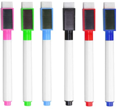 6pcs Brandneue Magnetische Whiteboard Stift Löschbare Trockene Weiße Board -Marker Magnet Eingebaute Eraser -büroschule Vorräte