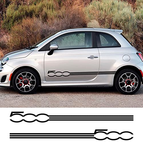 JEZOE 2 STÜCKE Autotür Seitenschweller Lange Streifen E Styling Grafische Aufkleber Tuning Auto Vinylfolie Aufkleber, Für FIAT 500 Autozubehör