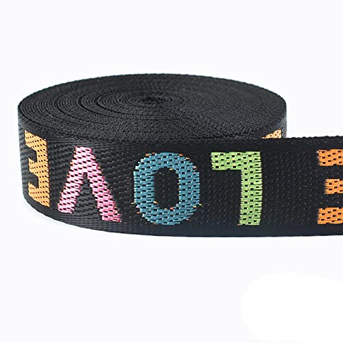Yalulu 10 Yards Polypropylen Gurtband, LOVE Jacquard Nylon Gurtband Schultergurt für DIY-Taschen und Kleidungsdekor (Mehrfarbig)