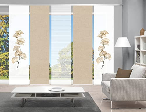 VISION S 080770 Berto Schiebegardine, halbtransparent, Bambus-Optik, 260x60 cm, Farbe:Sand, Größe:260 x 60 cm, Anzahl:5X