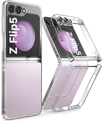 Crystal Clear Funda para Samsung Galaxy Z Flip 5 [Antiamarillamiento] Funda de PC Fina y Dura para Móvil [Delantera y Trasera] Anti-Amarillo Resistente a Arañazos Funda Protectora para Samsung Galaxy