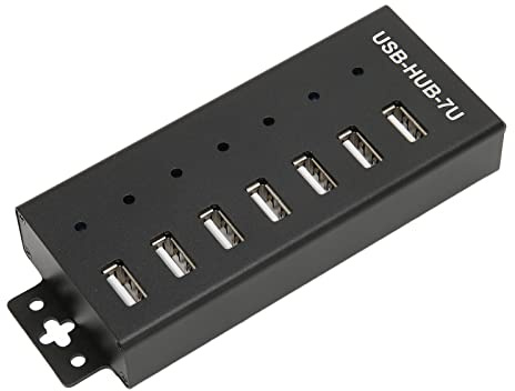 dsheng HUB USB 2.0 de Grado Industrial, HUB USB 2.0 de 7 Puertos con Chip de Grado Industrial para Computadora (Enchufe Europeo)