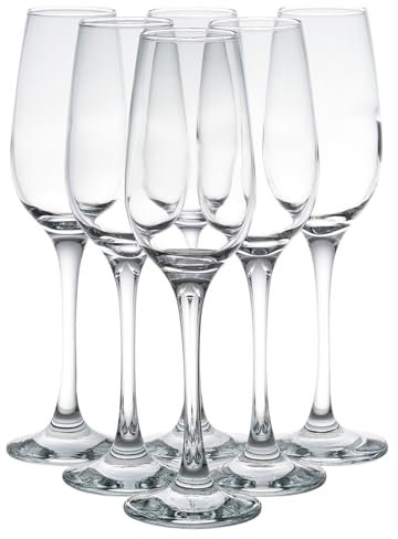 Queensway Home & Dining 200ml Box Set of 6 Glass Stemmed Champagne Prosecco Wine Flutes Glasses Tumblers