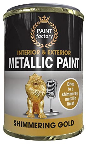 AlezyB 300ml Tin Paint Metallic Shimmering Gold Multi-Purpose Use for Metal and Wooden Furniture, Ornaments, Decorative Items and Much More for Interior & Exterior