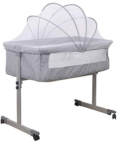 Kedia Babybetten mit Moskitonetz, Beistellbett mit Rollen, Reisebett Baby, Baby-Spielbett, Tragbares Kinderreisebett (96 * 57 * 77cm)
