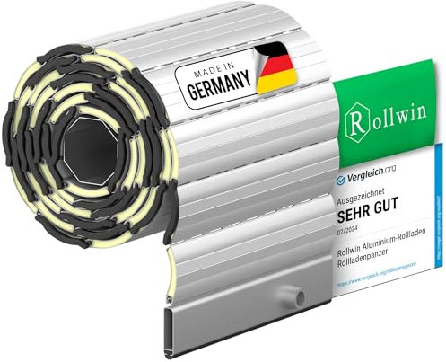 Rollwin ROLLADEN ALU Maxi 52 Silber Gebohrte Endleiste Rolladenpanzer Aluminium Lamelle mit Rollladendämmung Rollladenfenster Rollladen DEUTSCHE Produktion zum Einbauen Hier Konfigurieren »»