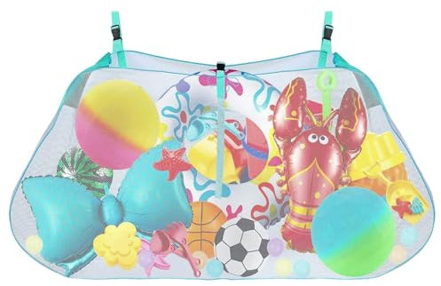 Pool Toy Storage Bag - Hanging Mesh Organizer Pool | Foldable Pool Storage Bag Hanging, Pool Toy Storage Swimming Pool Bag, Adjustable Pool Float Organizer, Storage Bag for Swimming Pool