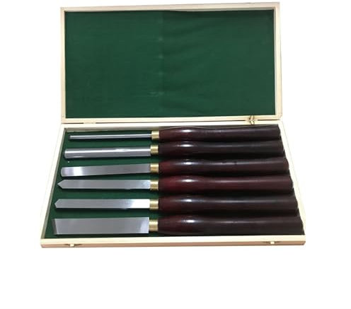 Set Di 6 Scalpelli For Tornio For Legno Professionali, Con 1 Smusso, 1 Triangolo, 1 Troncatura, 2 Utensili For Scalpelli A Testa Tonda, For Principianti, Dilettanti E Professionisti