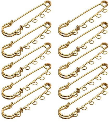 VOCUE 10 robuste Broschennadeln mit 5 Löchern für Decken, Röcke, Kilts, Strickstoff, Bastelbroschen