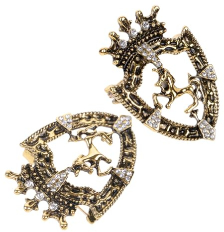 GALPADA Vintage Strass Broschen 2 Stück mit Kronen Pferde Abzeichen Herren Anstecknadeln für Hochzeit und Party Geschenkidee zum Geburtstag und Jahrestag