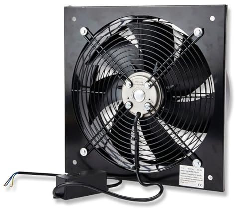 Commercial Extractor Industrial Ventilation Axial Exhaust Blower Flow Air Plate Fan Black Heavy Duty Metal With Speed Control Regulator (10 Inches 250mm With Speed Controller)