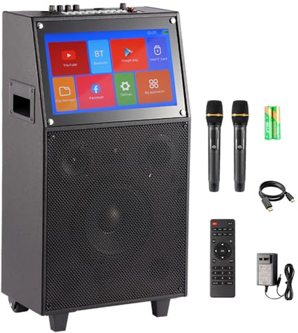 Écran tactile textes affichage karaoké machine intégré WiFi écran projection haut-parleur Bluetooth microphone ensemble adapté pour les réunions parties chant concours