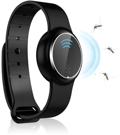 Pulsera Repelentes de Mosquitos, Reloj Antimosquitos, Pulsera Ultrasónica, Impermeable Ultrasónico USB Recargable Anti Mosquito Watch Bandas, Apto para Adultos y Niños (Black)