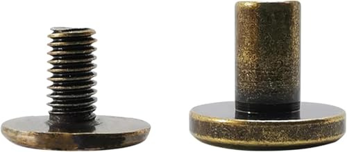 Flylin Chicago Screws 40Sets, 9.5x8mm Round Flat Head | Leather Rivets Metal Screw Studs for DIY Leather Craft Bookbinding