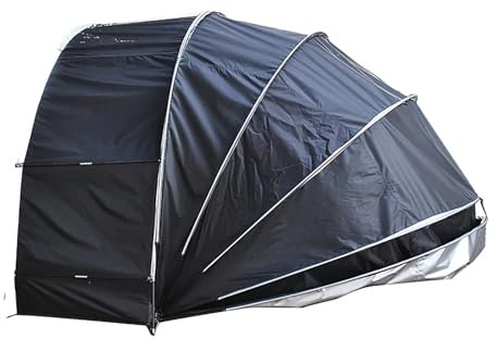 Abri de moto suspendu, tente de garage polyvalente pour vélo, tissu Oxford 210D, petit abri de rangement extérieur pour vélo, housse de garage portable en forme de demi-spirale pour moto et vélo(Black