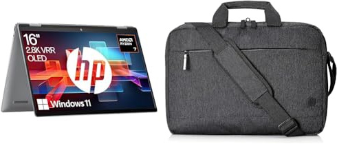 HP Envy x360 2-in1 Laptop | 16” OLED Touchscreen | AMD Ryzen 7 8840HS | 16 GB LPDDR5 RAM | 1TB SSD | AMD Radeon-Grafikeinheit | Windows 11 Home | Copilot+ Key | QWERTZ | Silber Laptophülle