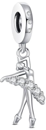 S925 Silber Drehender Ballett Charm Anhänger für Pandora Armbände Frauen | Charm Anhänger Tänzerin Geeignet für Frauen Halskette als Geschenke Für Tochter, Enkelin, Nichte, Geburtstag Freunden